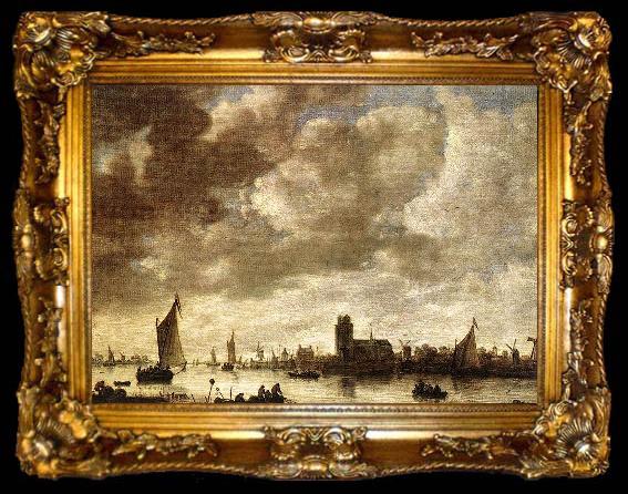framed  Jan van Goyen View of the Merwede before Dordrecht, ta009-2